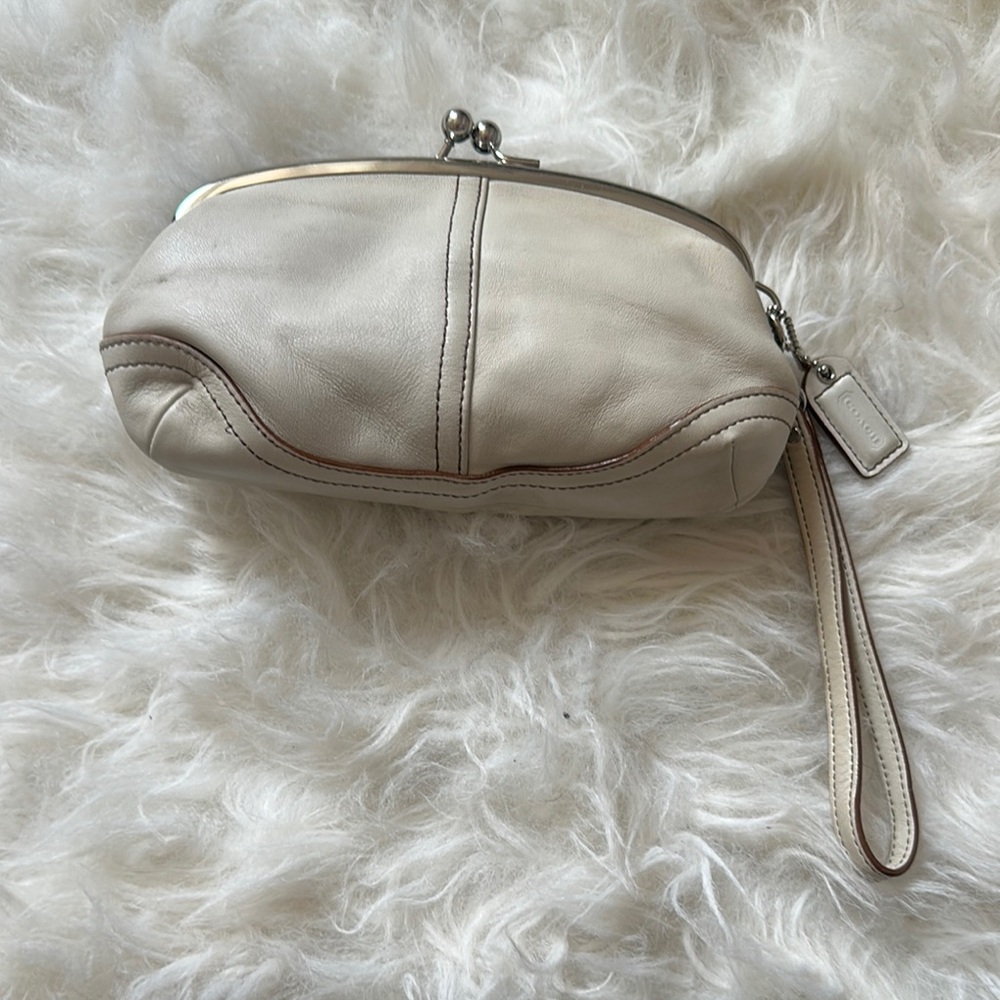 Coach Cream Leather Wristlet